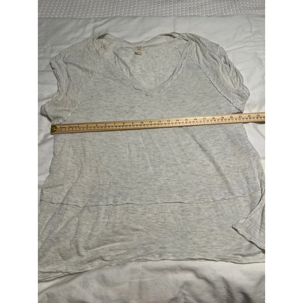 Free People We The Free Oversized V-Neck Tee Heathered Oatmeal Short Sleeve L